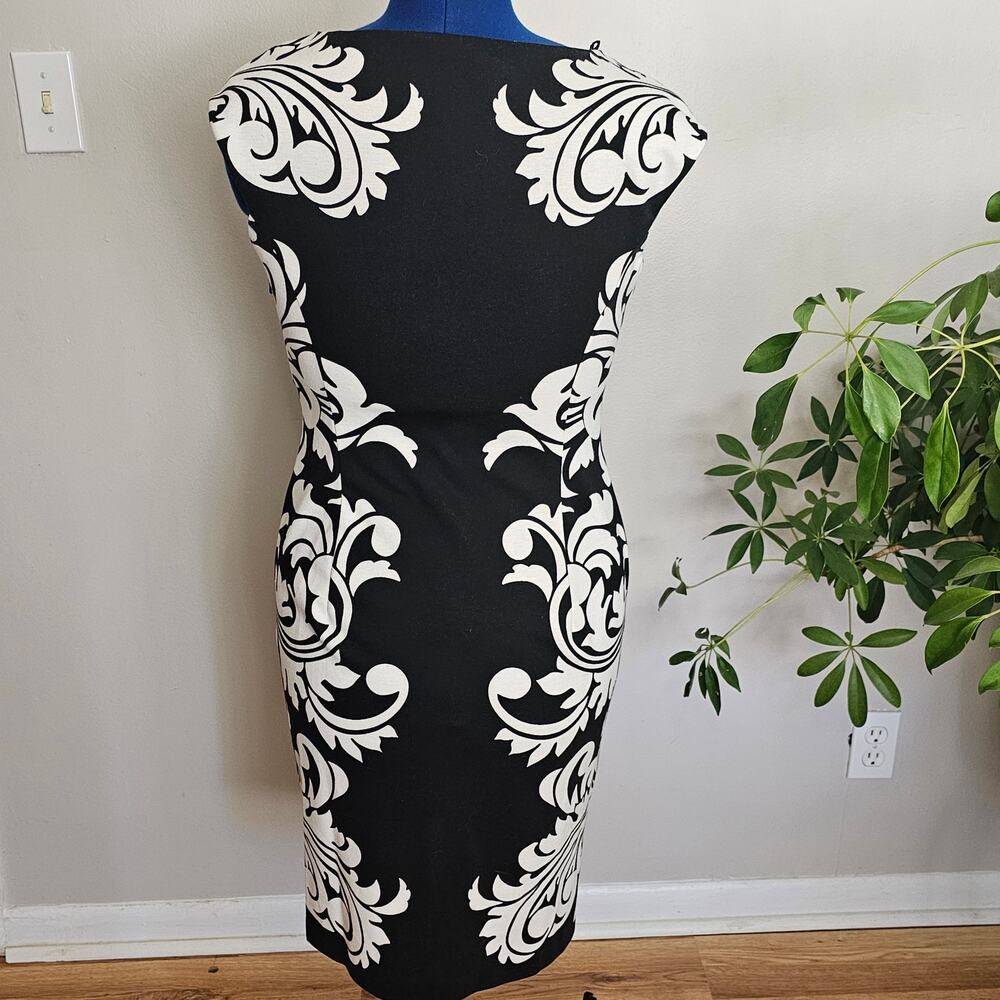 Maggie London Black and White Print Spandex Dress Size 12 - Picture 3 of 10
